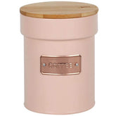 Pote para Café Metal com Tampa Bambu 1L Lata Porta Condimentos Coffee Yoi Rosa